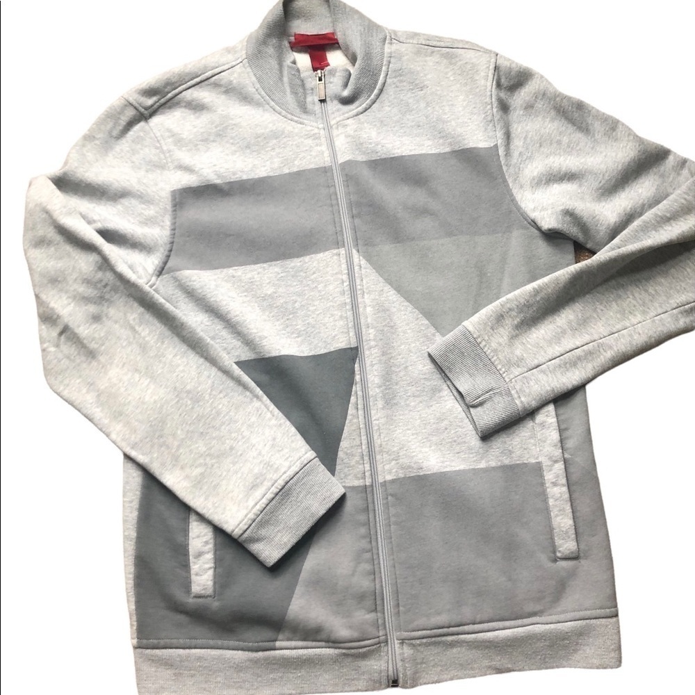 Alfani Grey Colorblock Full Zip Sweatshirt Size Mens M Casual Fridays
